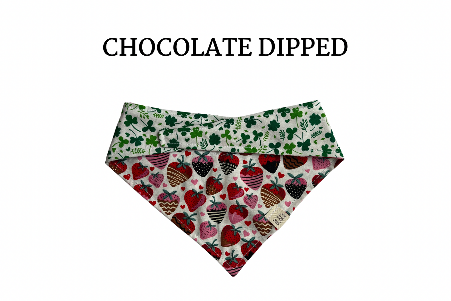 Chocolate Covered Strawberries + Tossed Shamrocks Reversible Tie/On Bandana