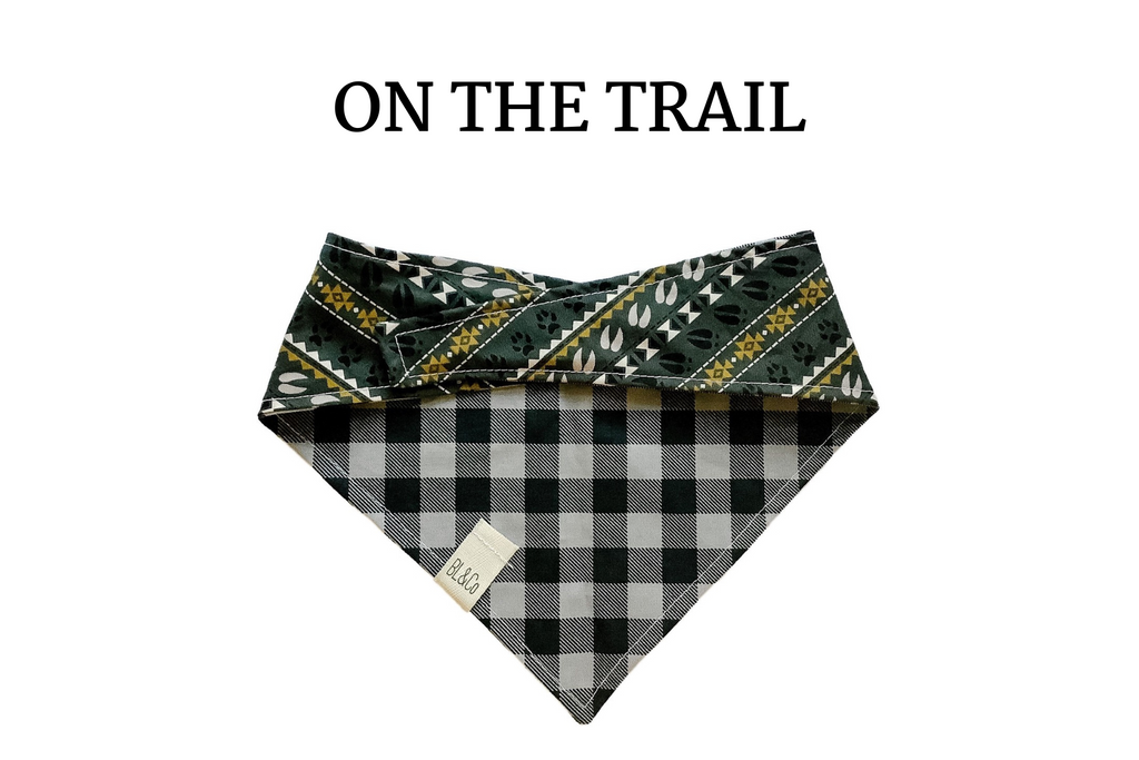 Gray & Black Plaid Reversible Tie/On Bandana