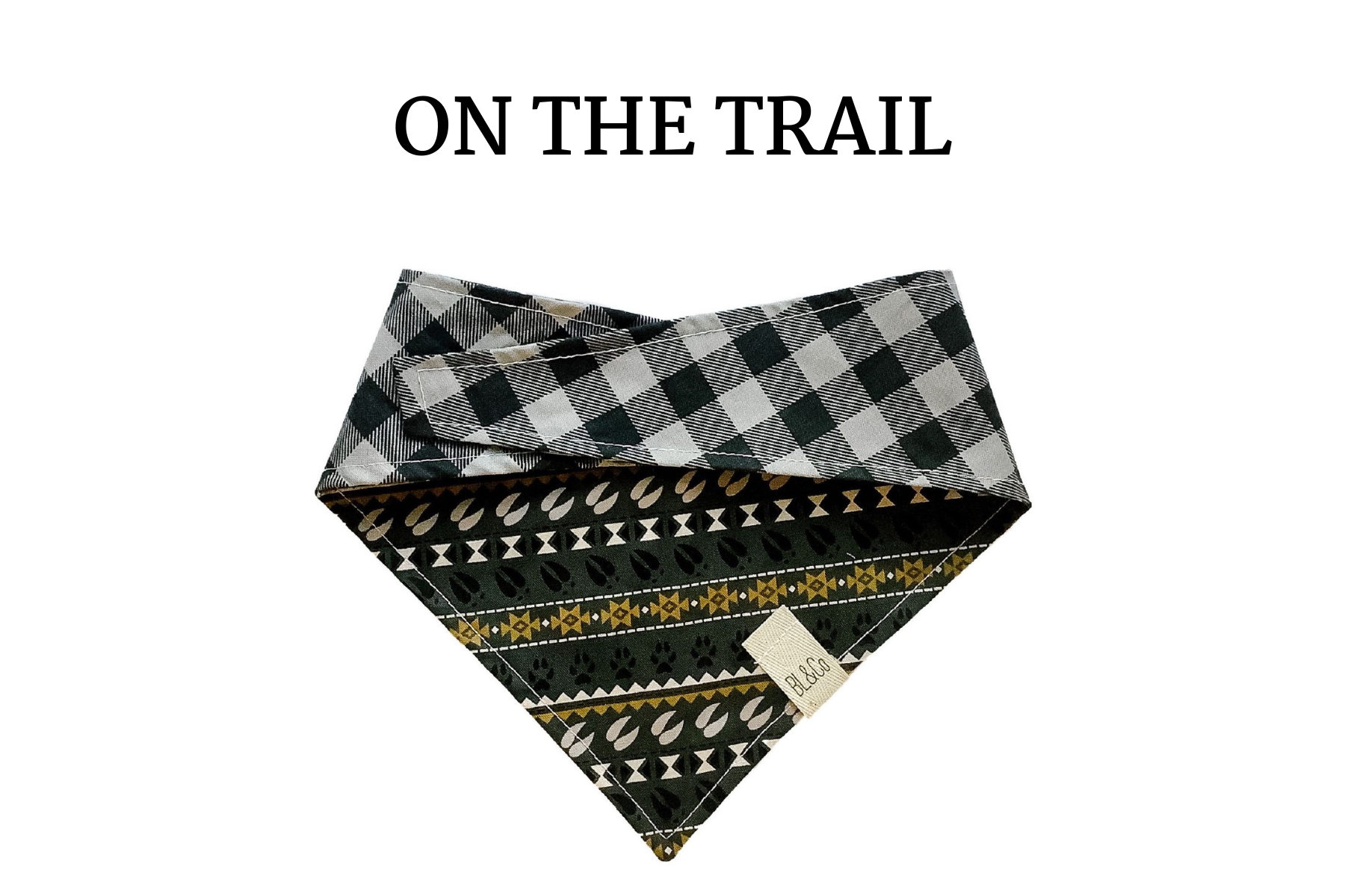 Gray & Black Plaid Reversible Tie/On Bandana