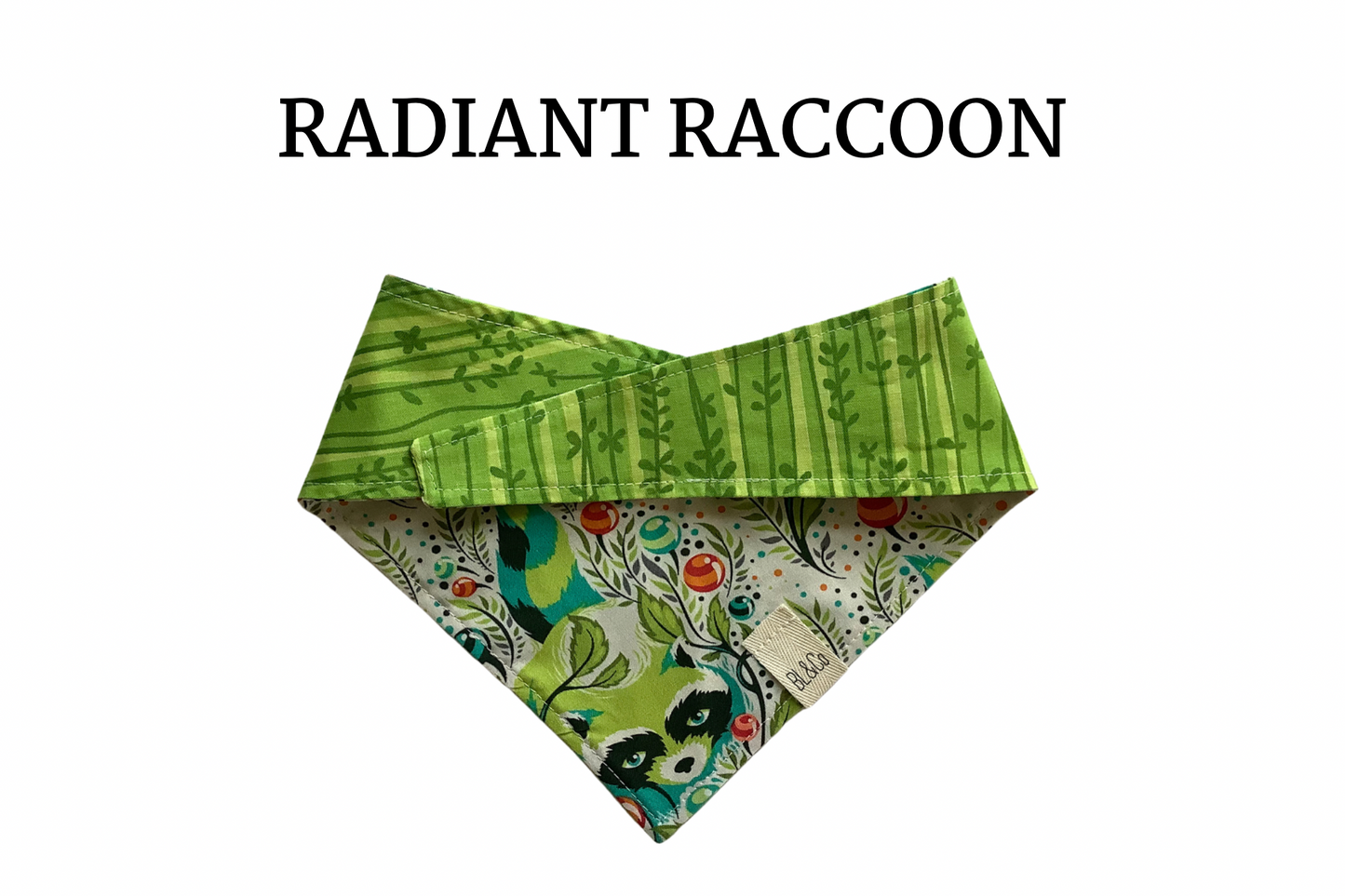 Neon Raccoons & Green Vines Reversible Tie/On Bandana
