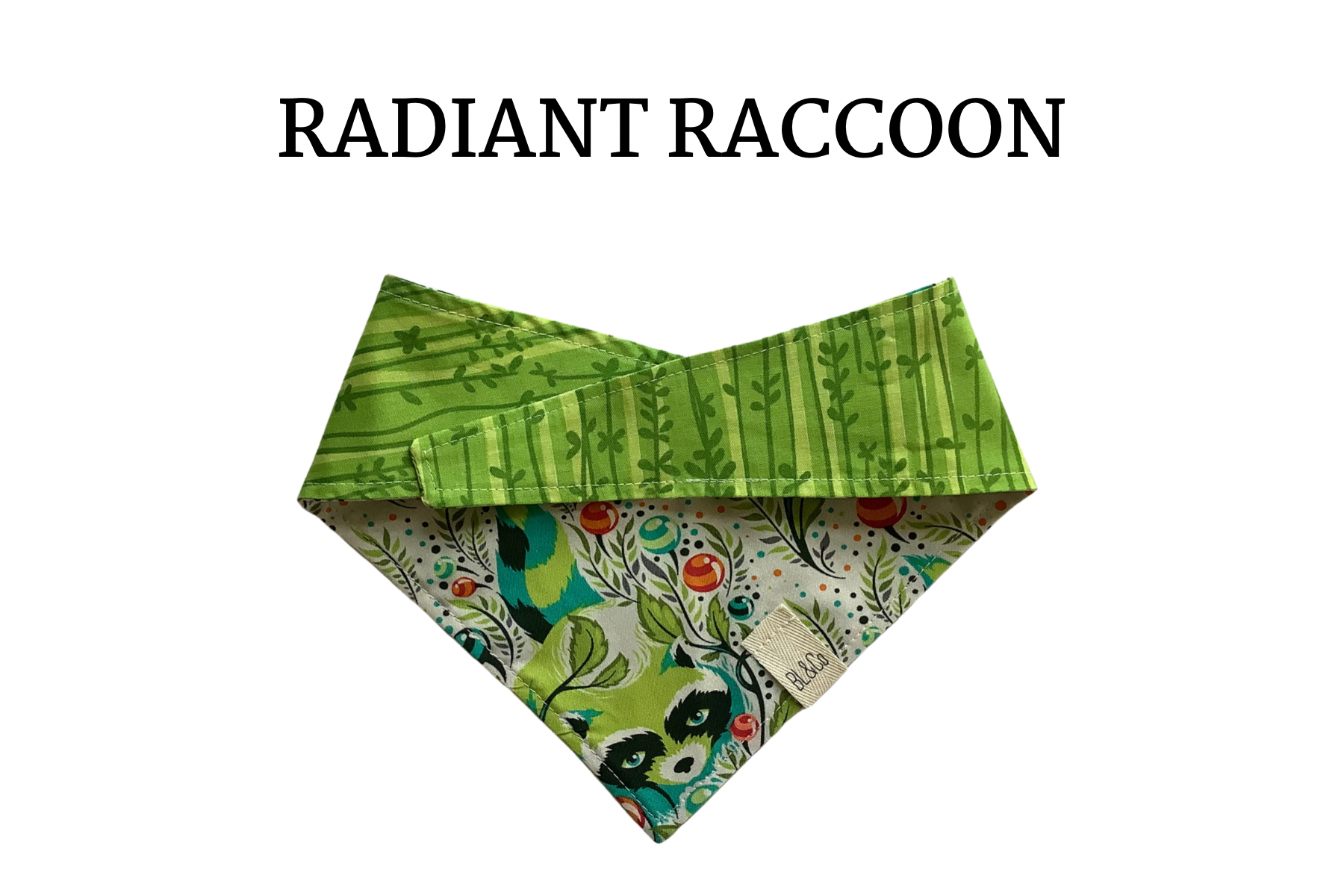 Neon Raccoons & Green Vines Reversible Tie/On Bandana
