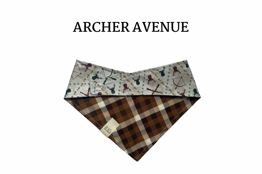 Hunting & Brown Plaid Reversible Tie/On Bandana ‘