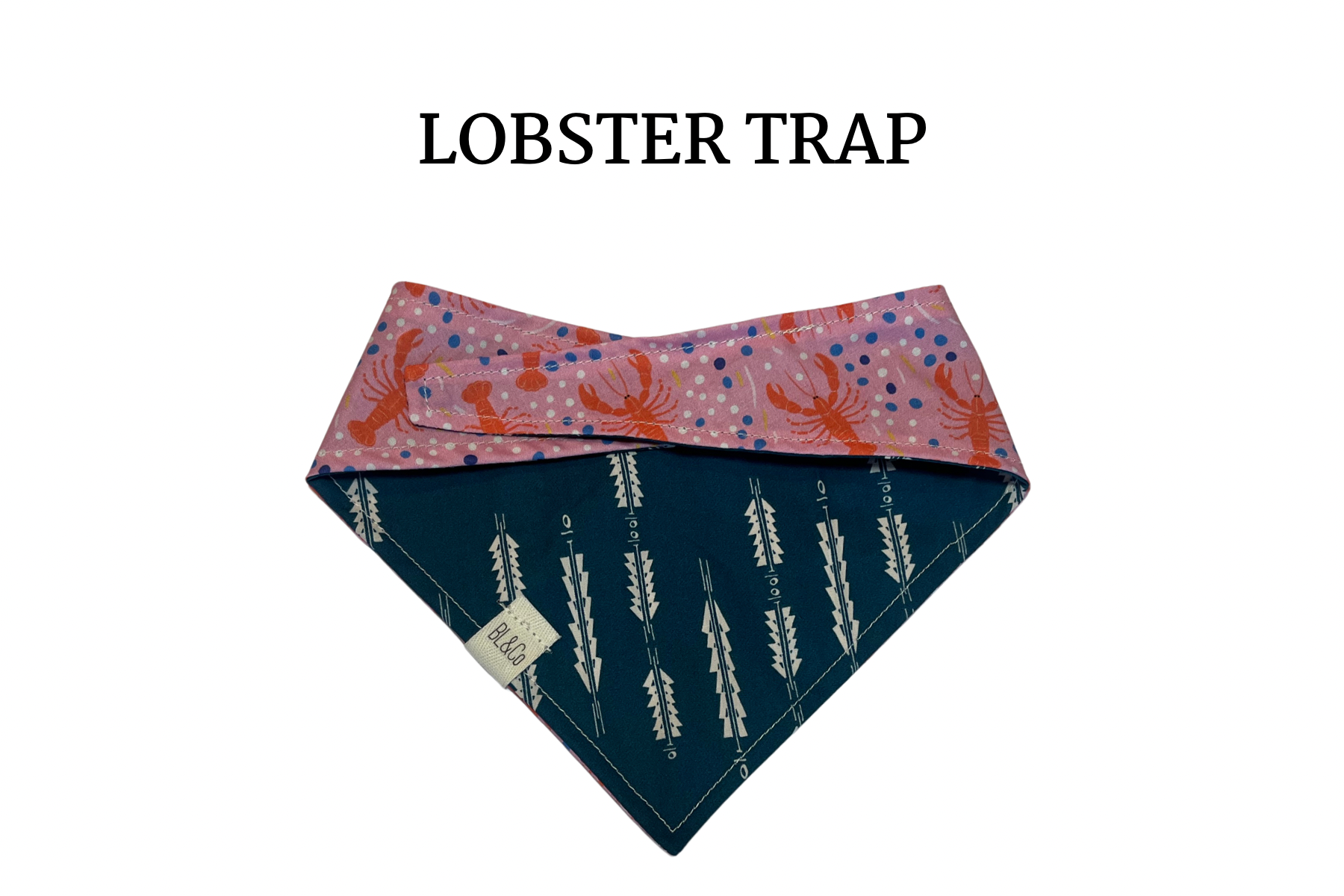 Scattered Lobsters + Abstract Arrows Reversible Tie/On Bandana [Lobster Trap]
