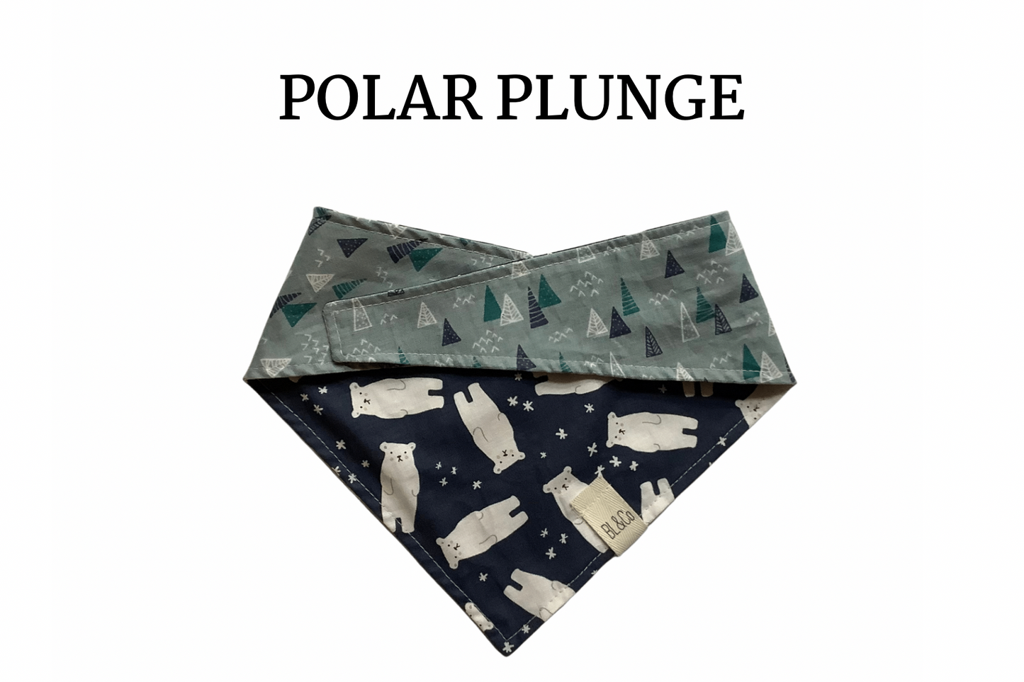 Polar Bears & Green, Blue and White Trees Reversible Tie/On Bandana