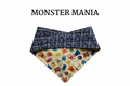 Silly Monsters & Blue with White Plaid Reversible Tie/On Bandana