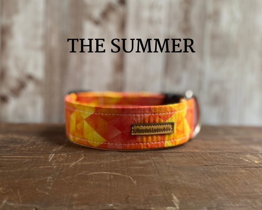 Vibrant Orange + Yellow Geometric Dog Collar