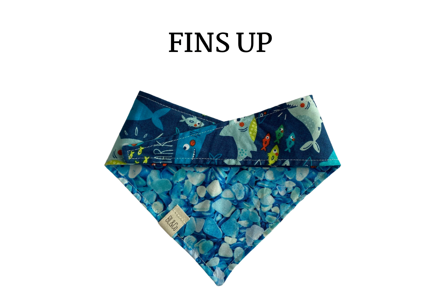 Swimming Sharks & Bright Blue Seaglass Reversible Tie/On Bandana