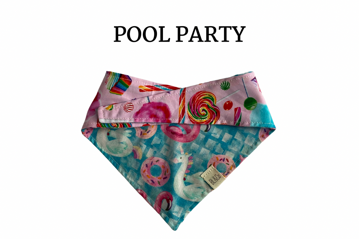 Unicorn, Flamingo & Donut Pool Floats with Carnival Treats Reversible Tie/On Bandana