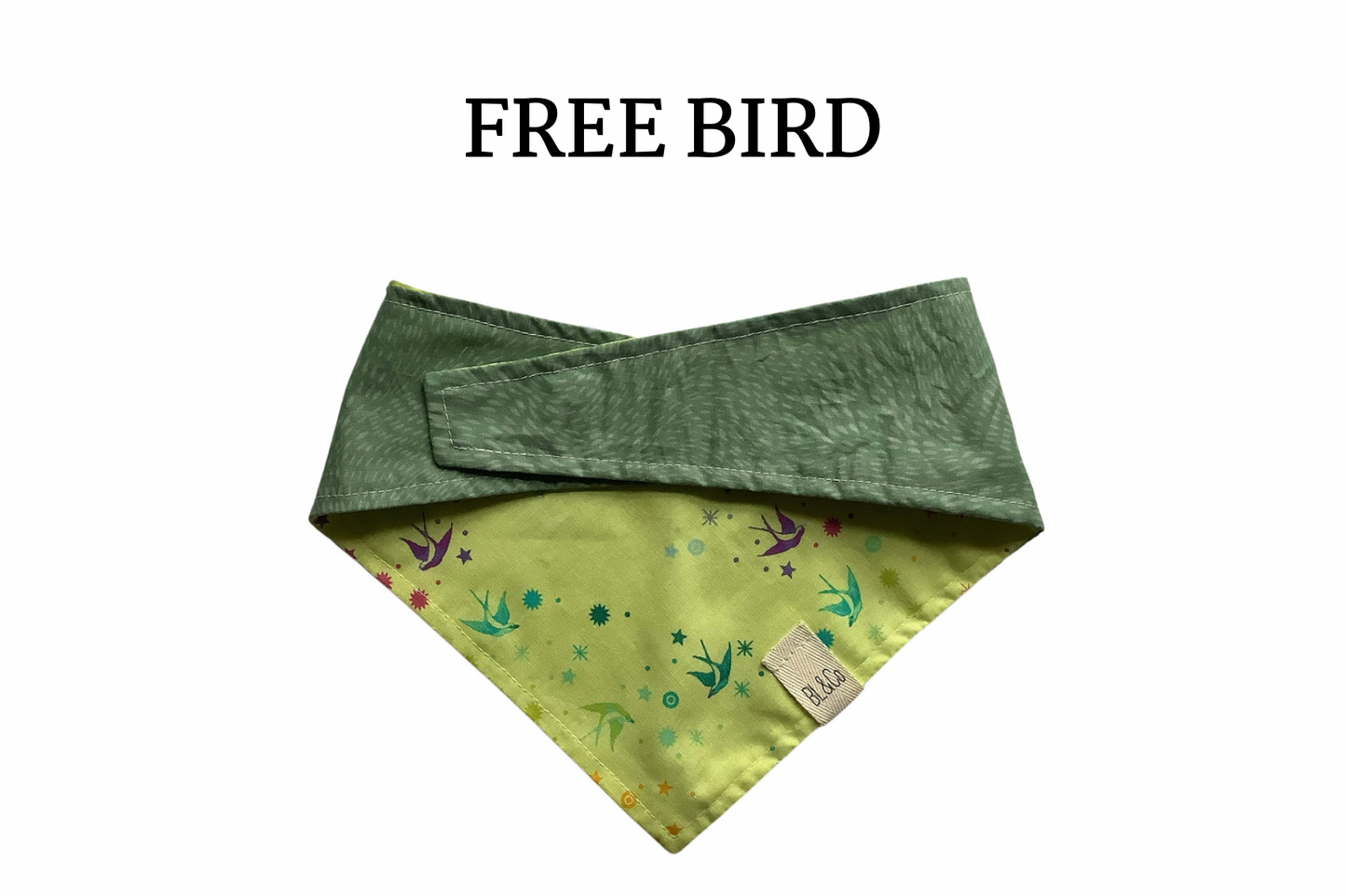 Ombré Birds on Neon Green Reversible Tie/On Bandana