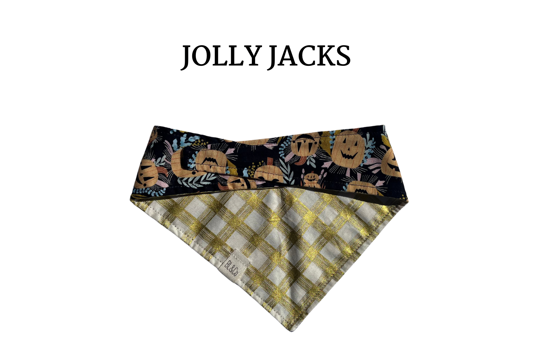 Happy Jack-O-Lanterns + Gold Plaid Tie/On Bandana