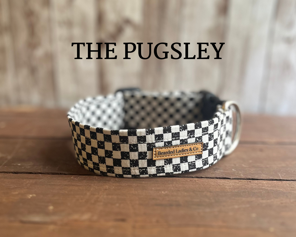 Black & White Mini Check Dog Collar
