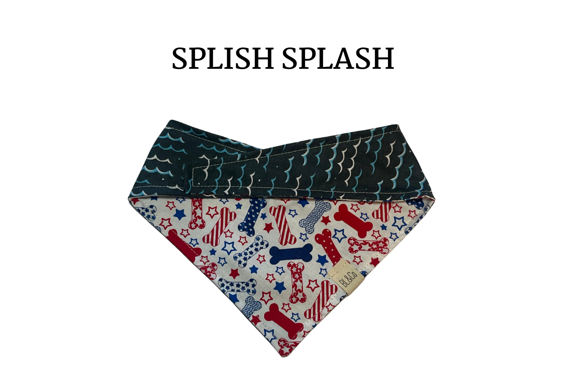 Red, White, Blue Bones + Waves Reversible Tie/On Bandana [Splish Splash]