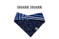 Colorful Sharks + Blue, Teal & White Stripes Reversible Tie/On Bandana