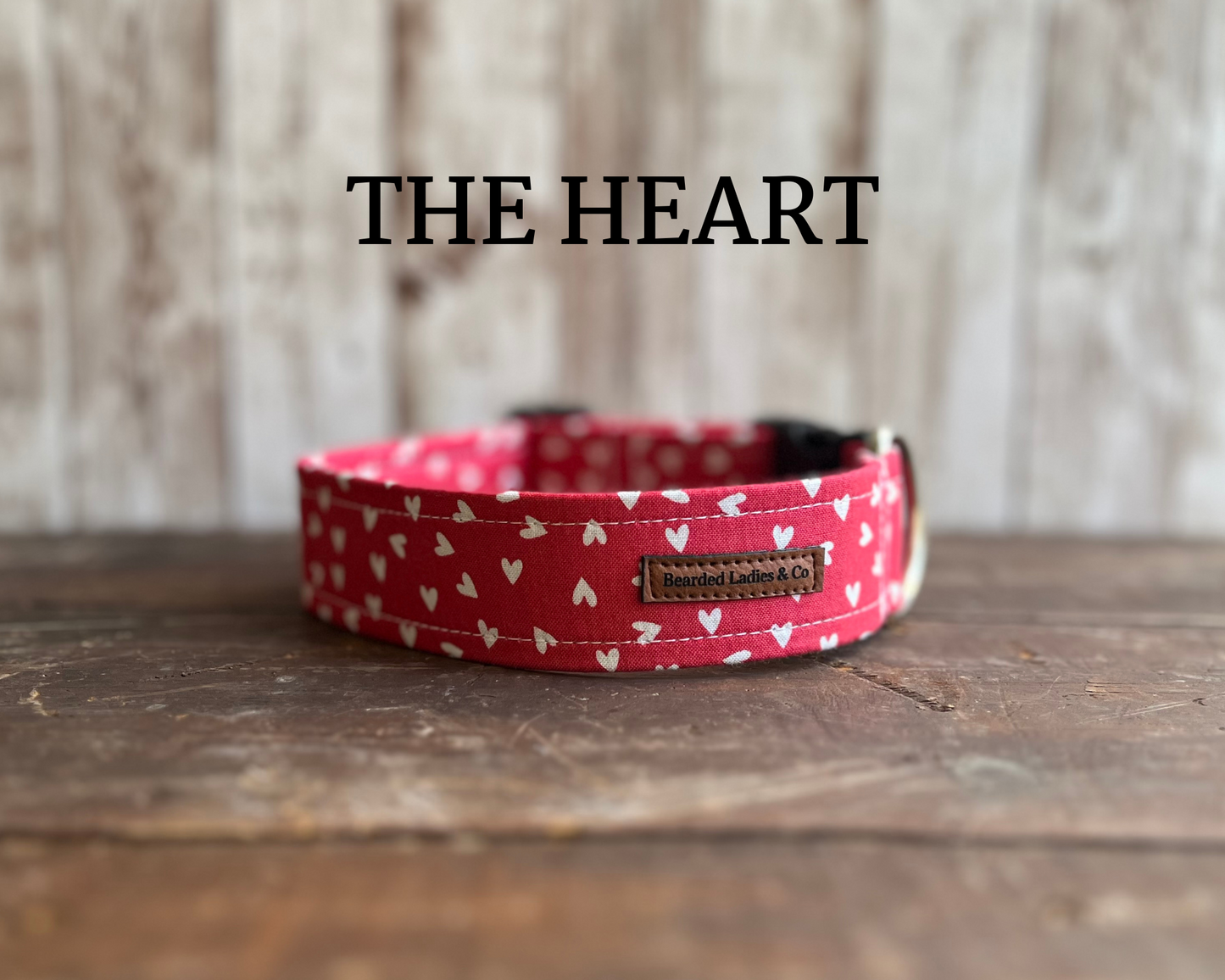 Mini White Hearts on Red Dog Collar