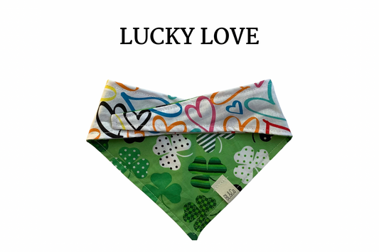 Multicolored Hearts & Patterned Shamrocks Reversible Tie/On Bandana*