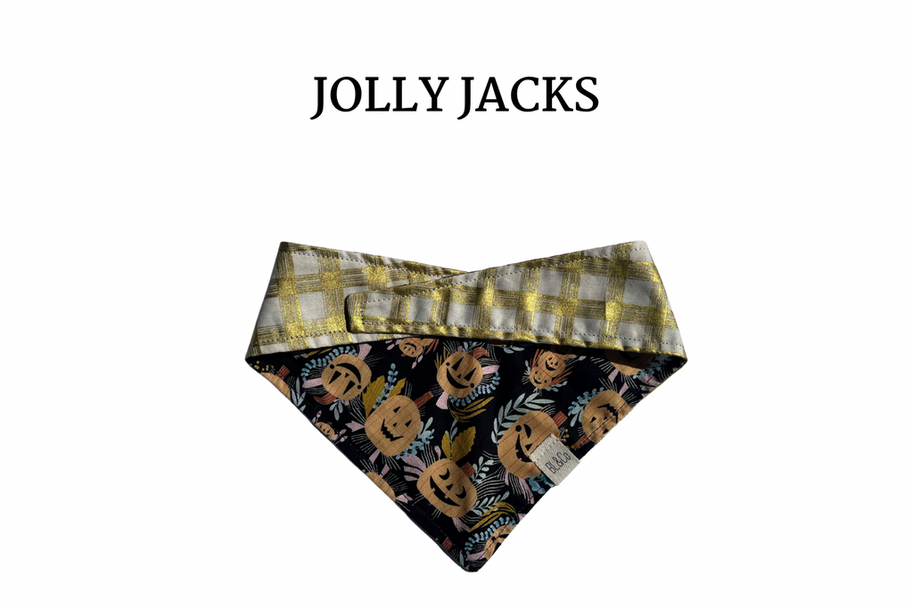 Happy Jack-O-Lanterns + Gold Plaid Tie/On Bandana