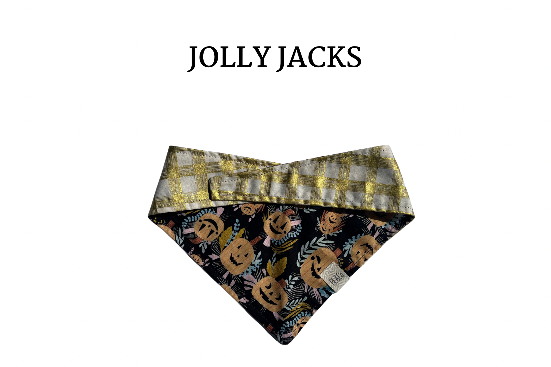 Happy Jack-O-Lanterns + Gold Plaid Tie/On Bandana