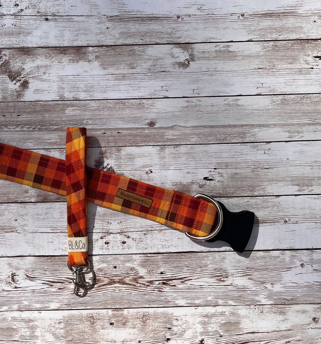 Orange, Yellow + Brown Check Dog Collar [The Kalabar]