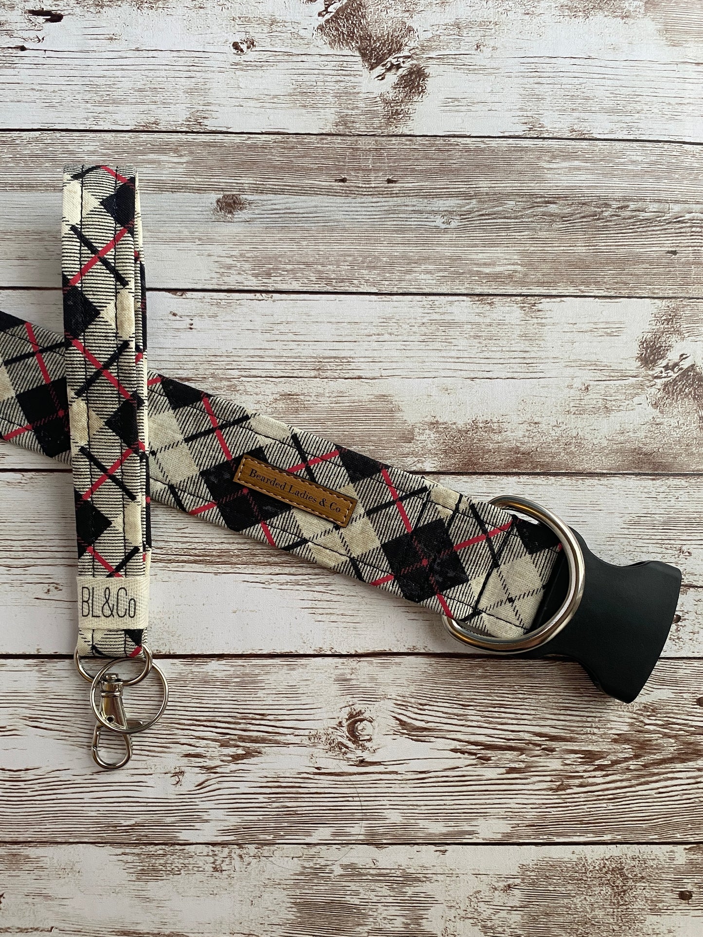 Cream + Black Plaid Dog Collar