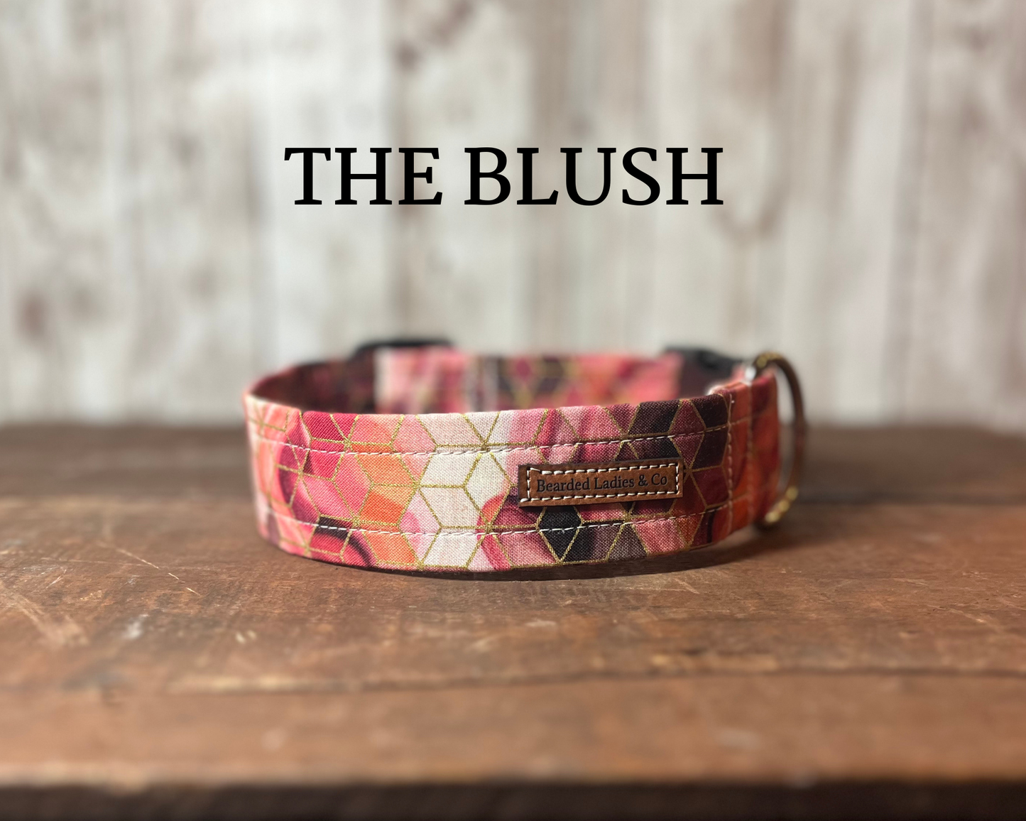 Pink, Cream and Plum Marble + Gold Dog Collar