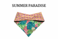 Pink Plaid & Tropical Leaves Reversible Tie/On Bandana