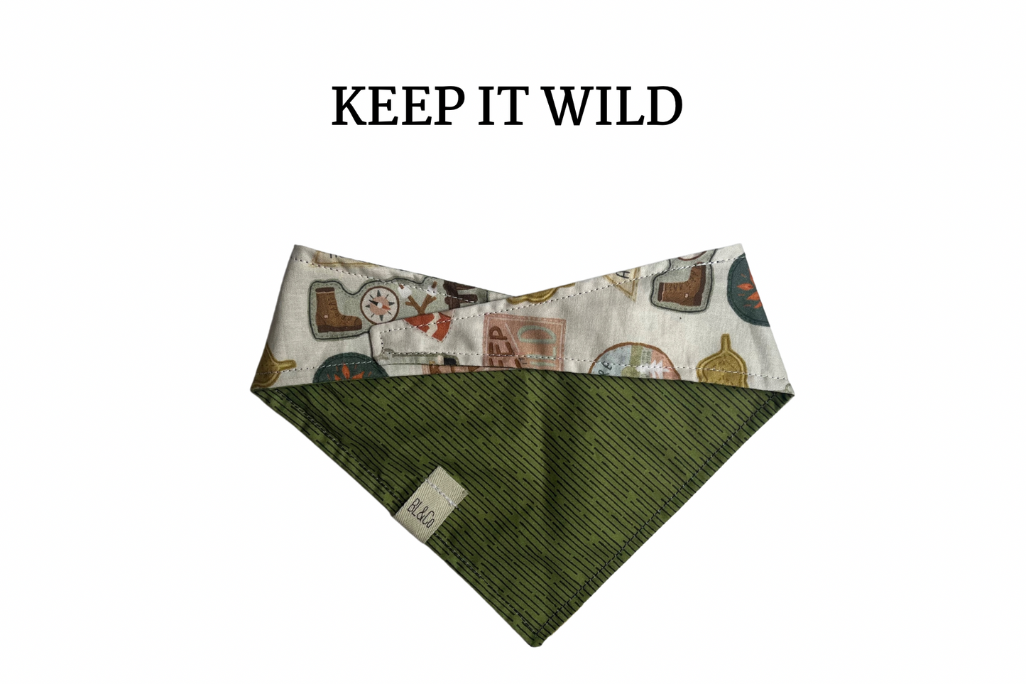 Hiking Badges & Olive Drab Reversible Tie/On Bandana ‘
