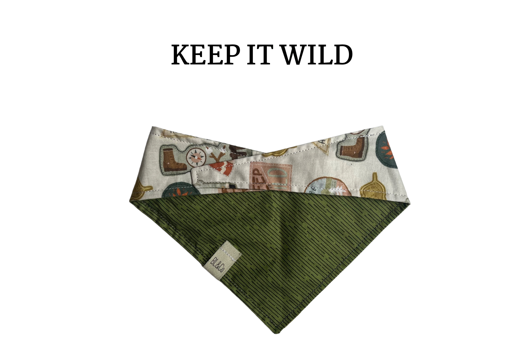Hiking Badges & Olive Drab Reversible Tie/On Bandana ‘