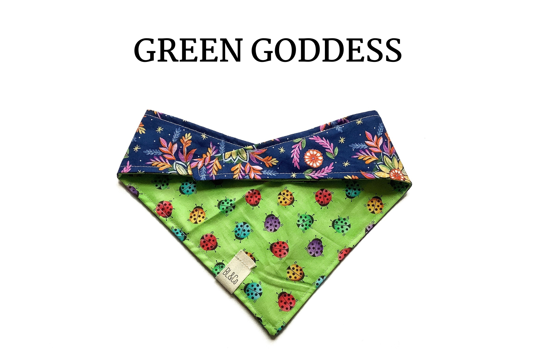 Ladybugs & Florals Reversible Tie/On Bandana