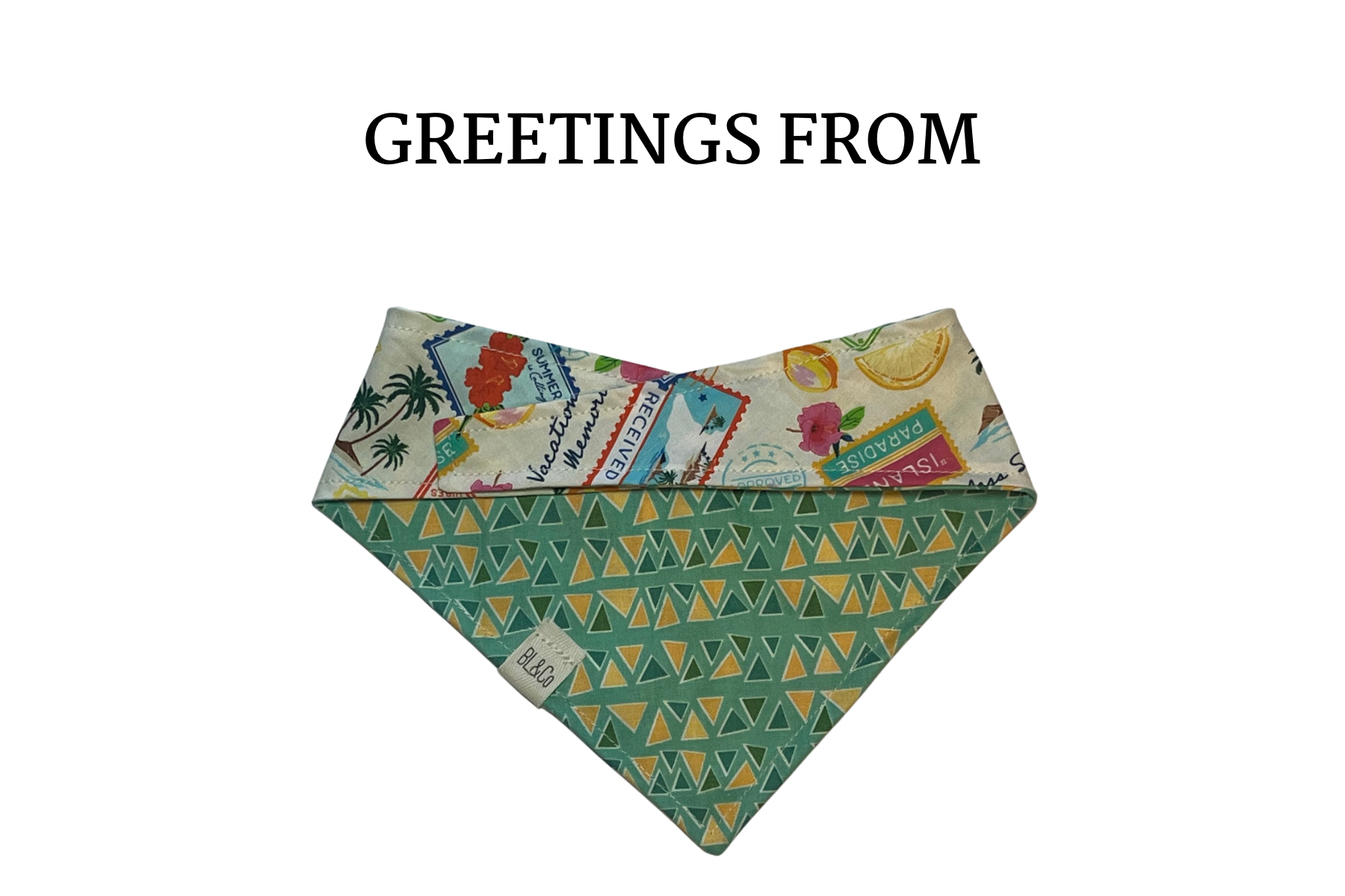 Summer Postcard Stamps + Reversible Tie/On Bandana [Greetings From]