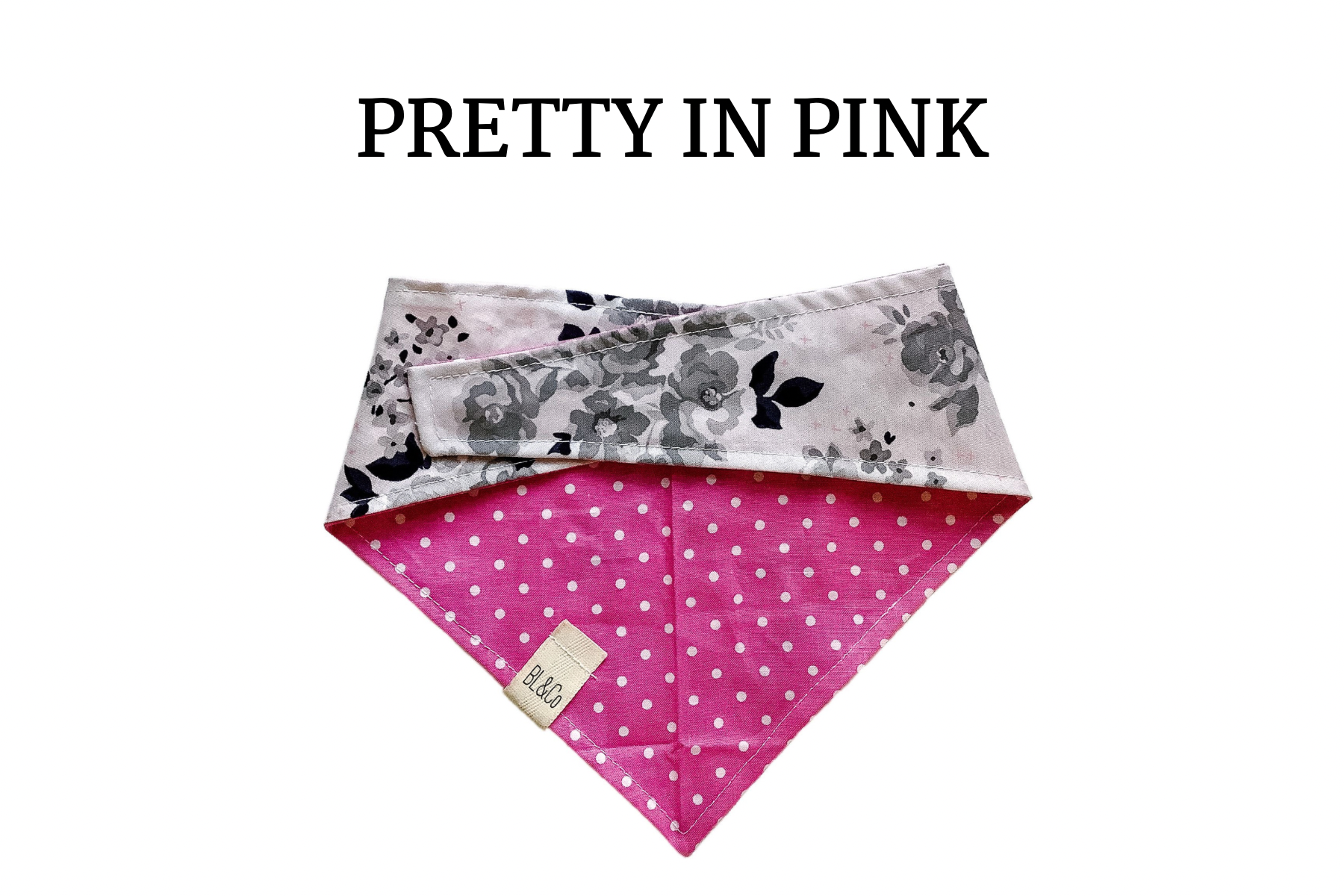Roses & White Polka Dots on Pink Reversible Tie/On Bandana*