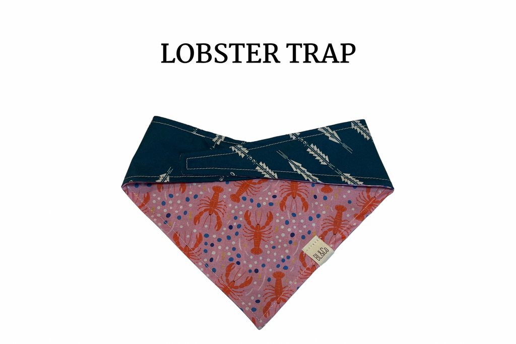 Scattered Lobsters + Abstract Arrows Reversible Tie/On Bandana [Lobster Trap]