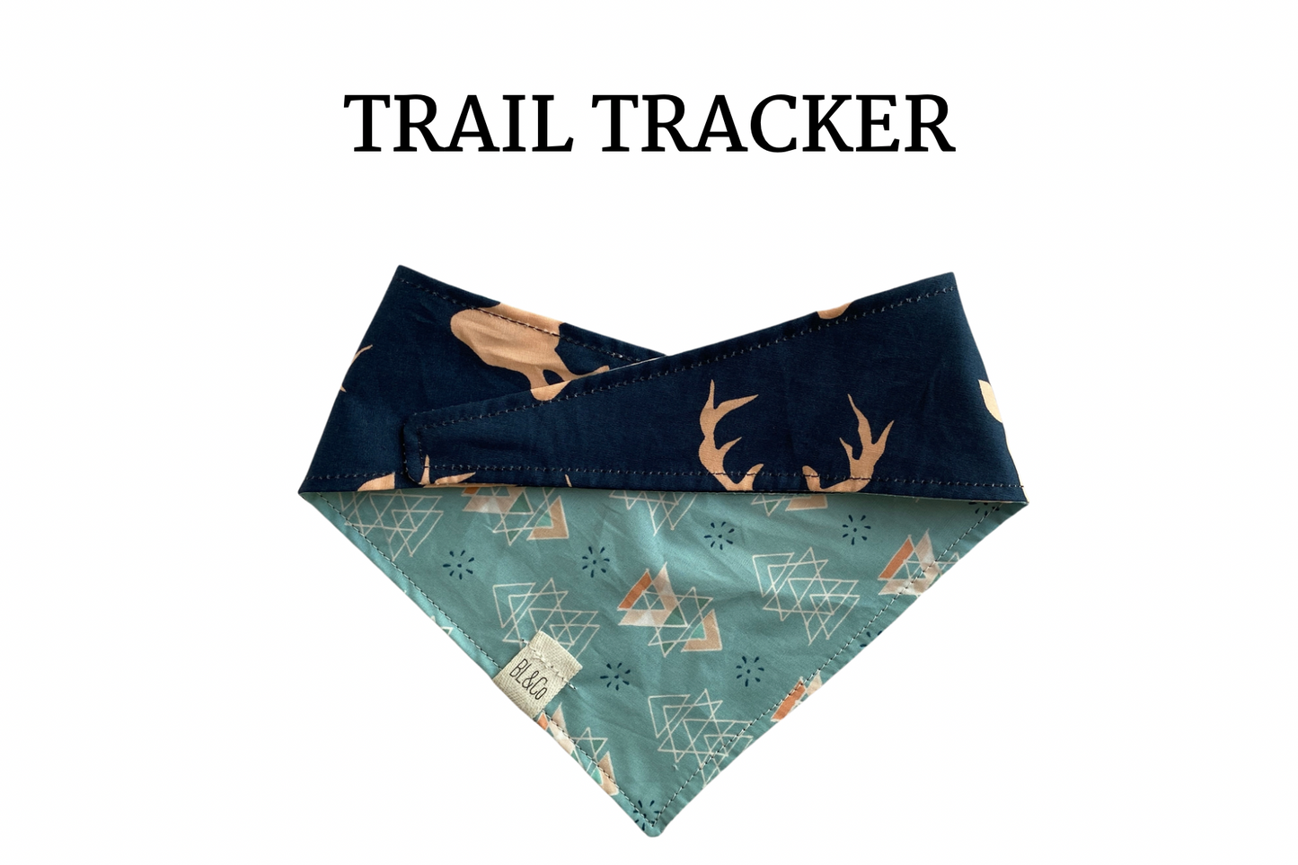 Pink Stag Silhouette on Navy & Geometric Triangles on Teal Tie/On Bandana