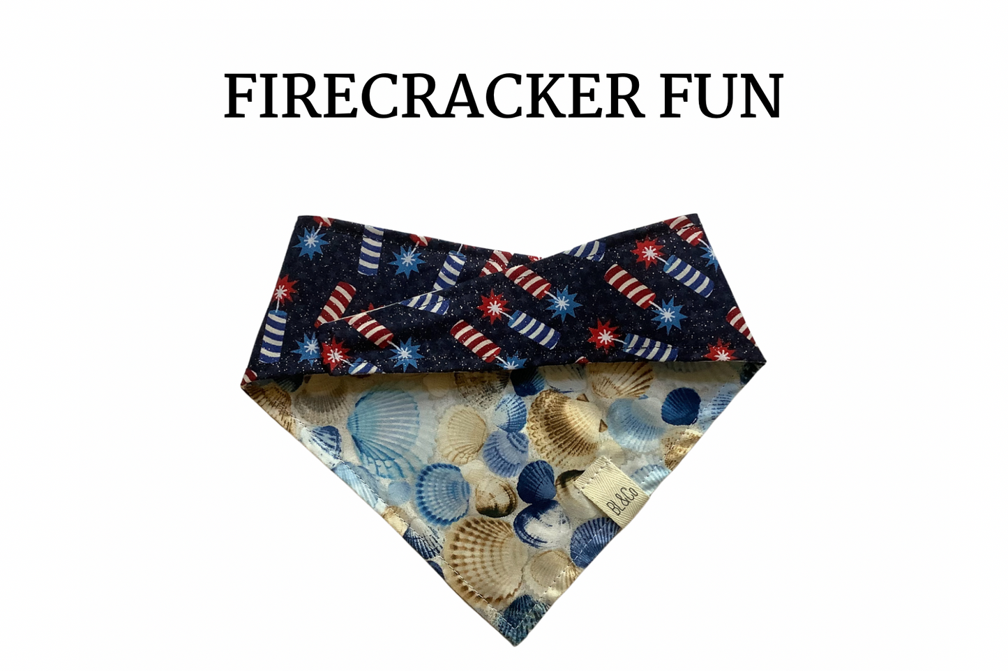 Firecrackers & Seashells Reversible Tie/On Bandana