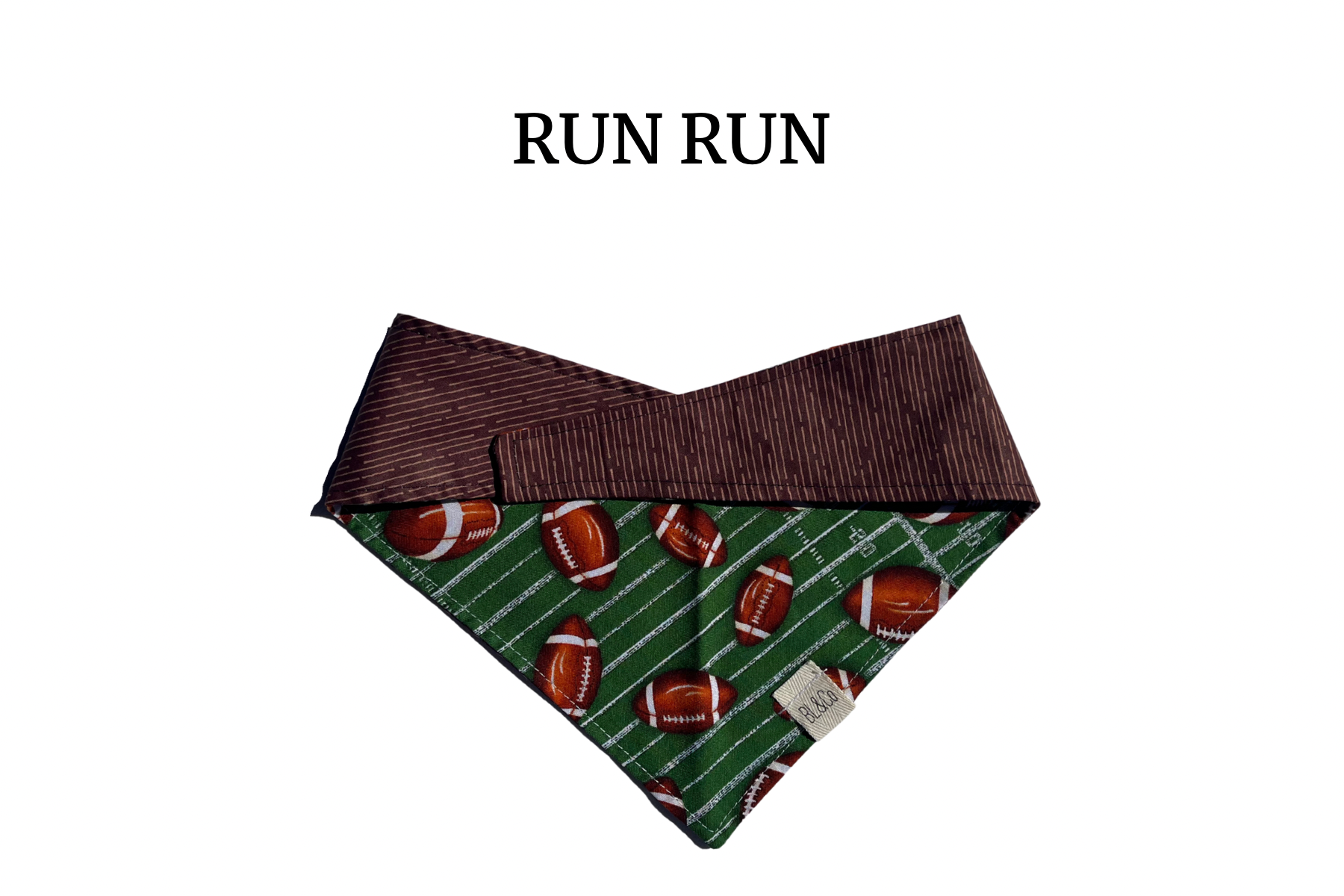 Footballs + Brown  Reversible Tie/On Bandana