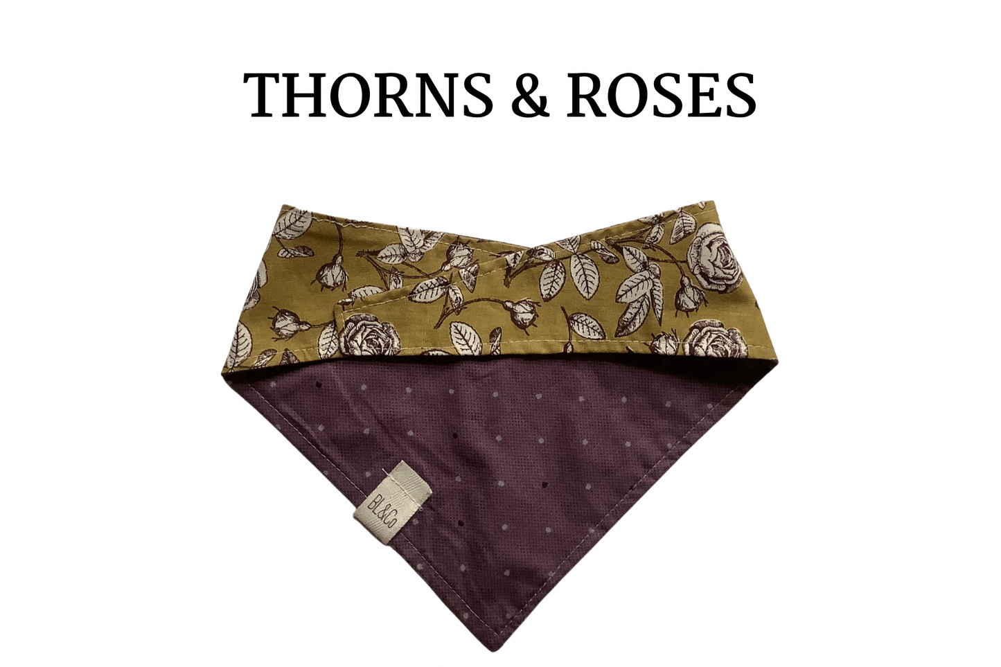 Vintage Roses & Purple Reversible Tie/On Bandana