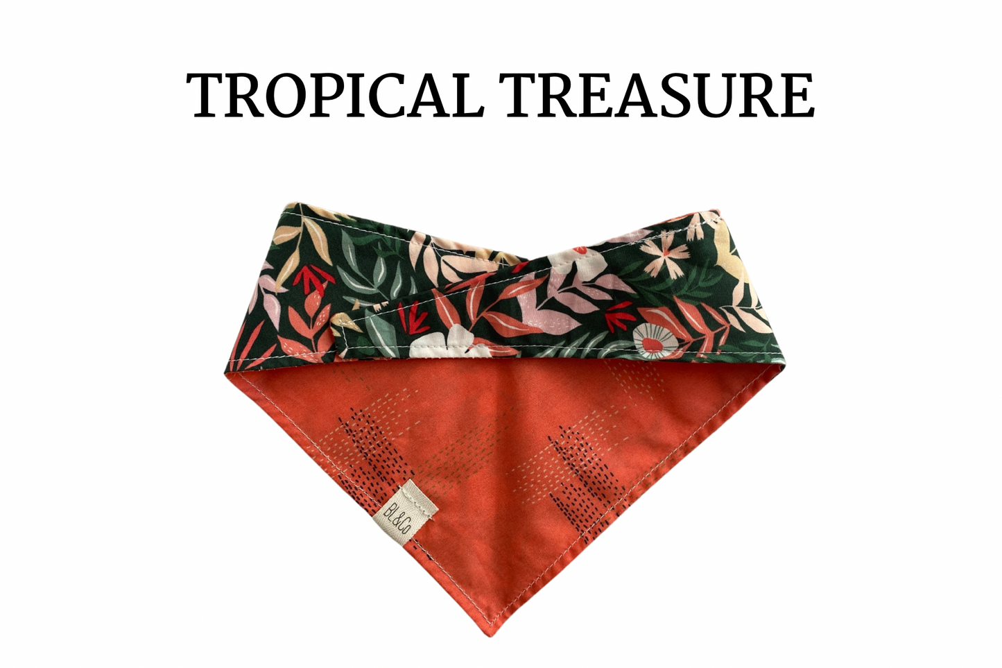 Tropical Flower & Salmon Deco Reversible Tie/On Bandana