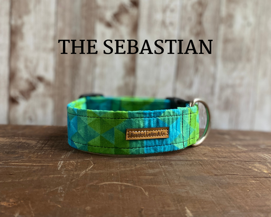 Green + Blue Geometric Dog Collar