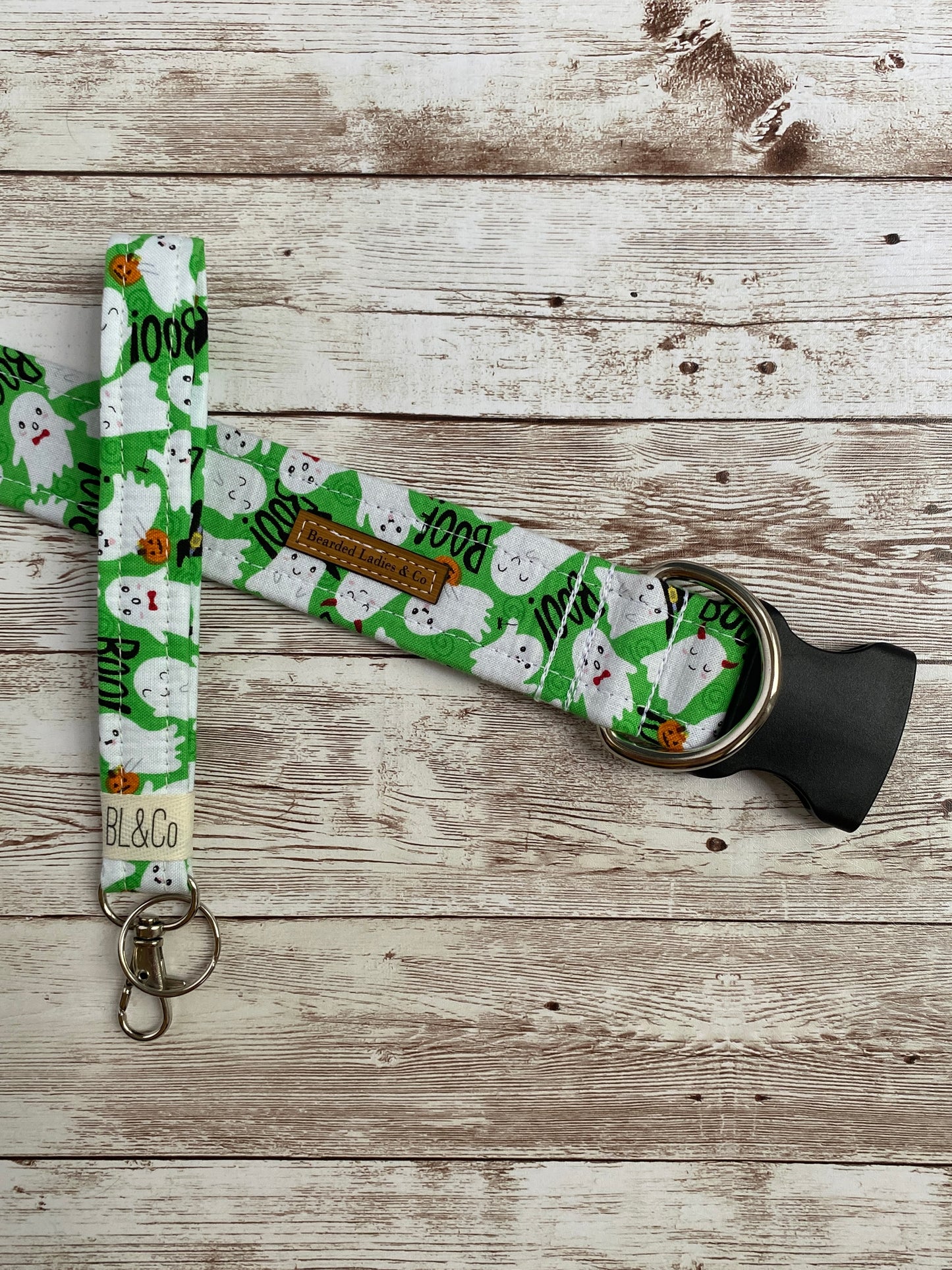 Ghosts on Green Dog Collar