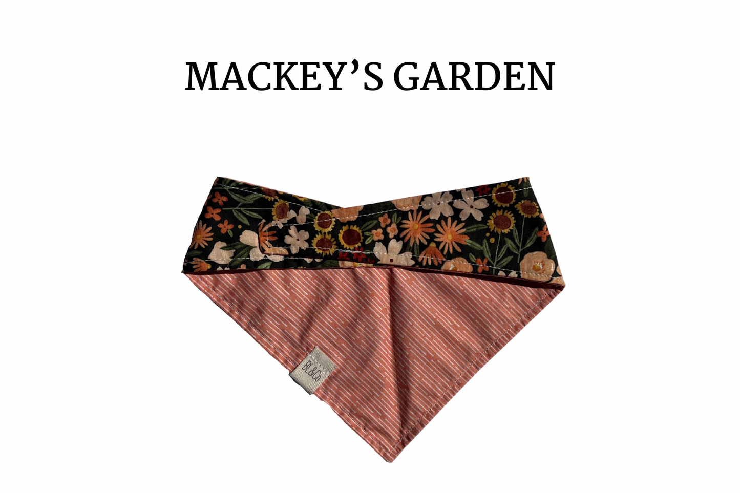 Sunflowers, Daisies & Peach Flowers + Peach Reversible Tie/On Bandana