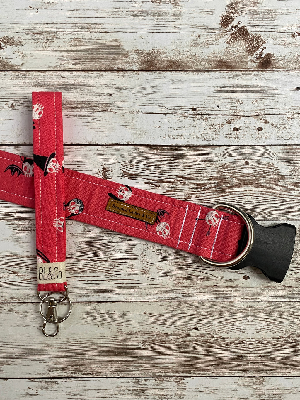 Vibrant Pink + Skulls Dog Collar