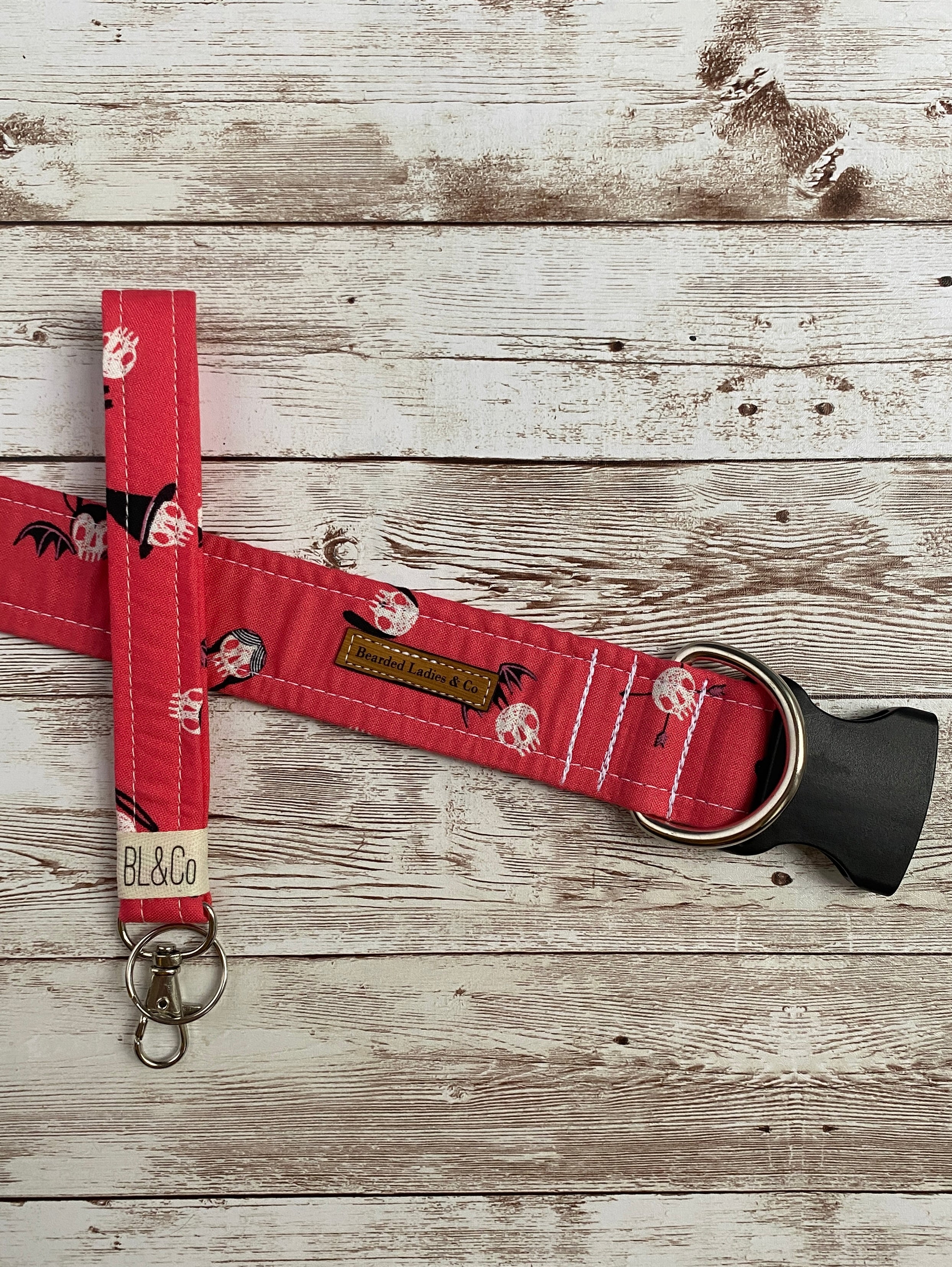 Vibrant Pink + Skulls Dog Collar