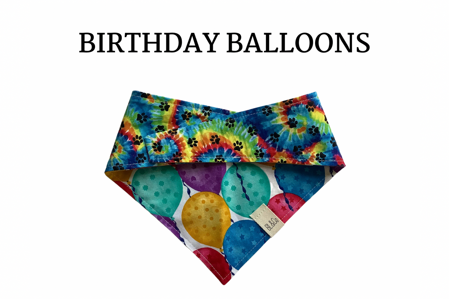 Birthday Balloons & Tie Dye Reversible Tie/On Bandana