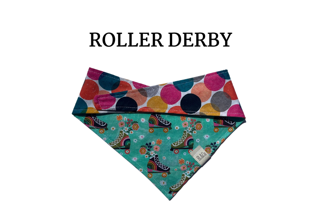 Vintage Roller Skates + Large Vibrant Circles Reversible Tie/On Bandana