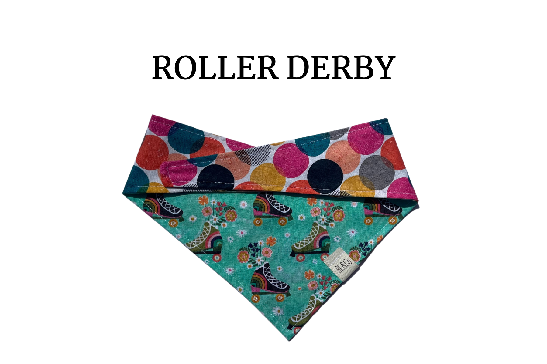 Vintage Roller Skates + Large Vibrant Circles Reversible Tie/On Bandana