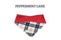 Cream & Navy Plaid + White Candy Canes on Red Reversible Tie/On Bandana