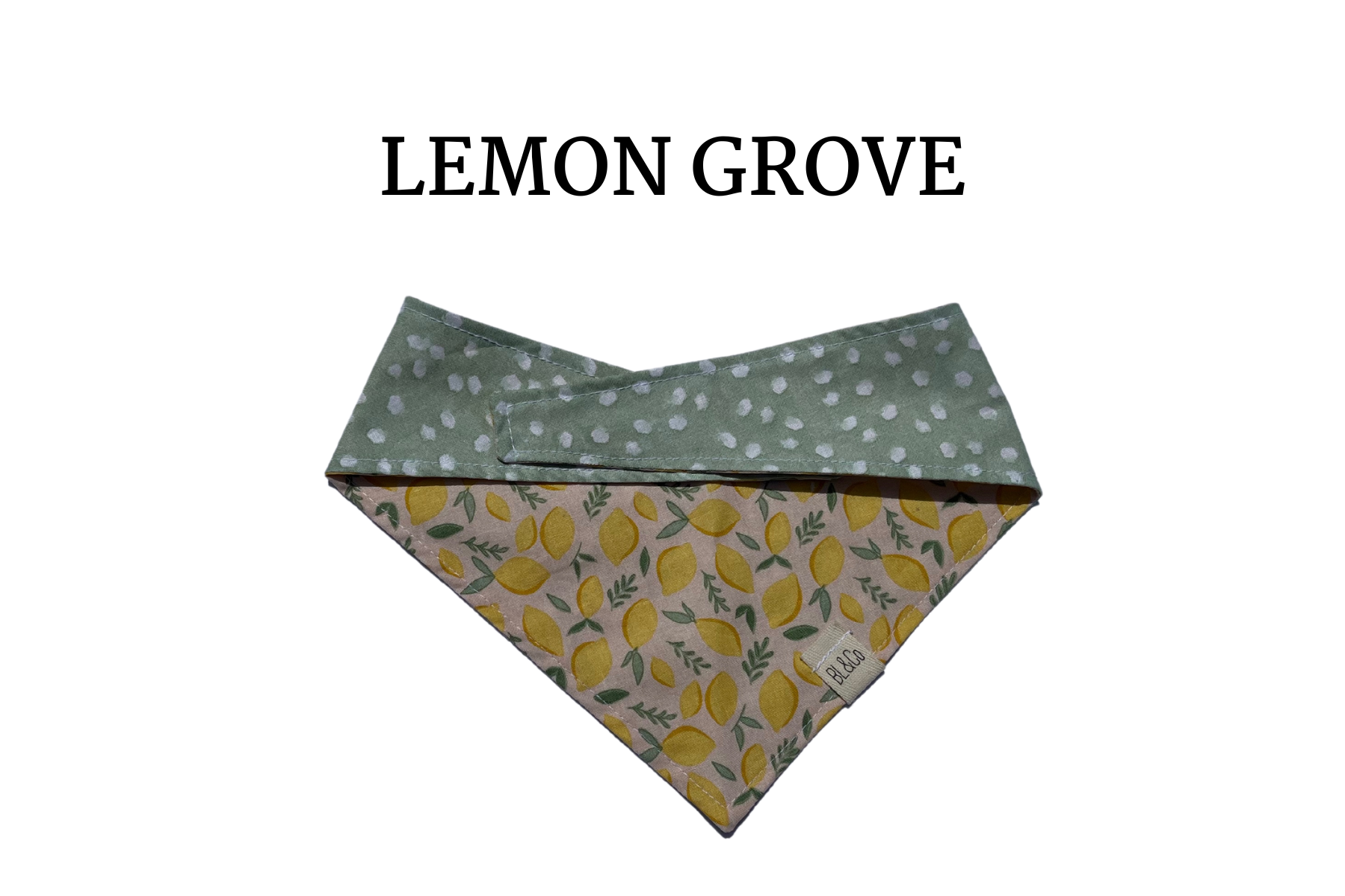 Neutral Lemons + Mint Polka Dot Reversible Tie/On Bandana