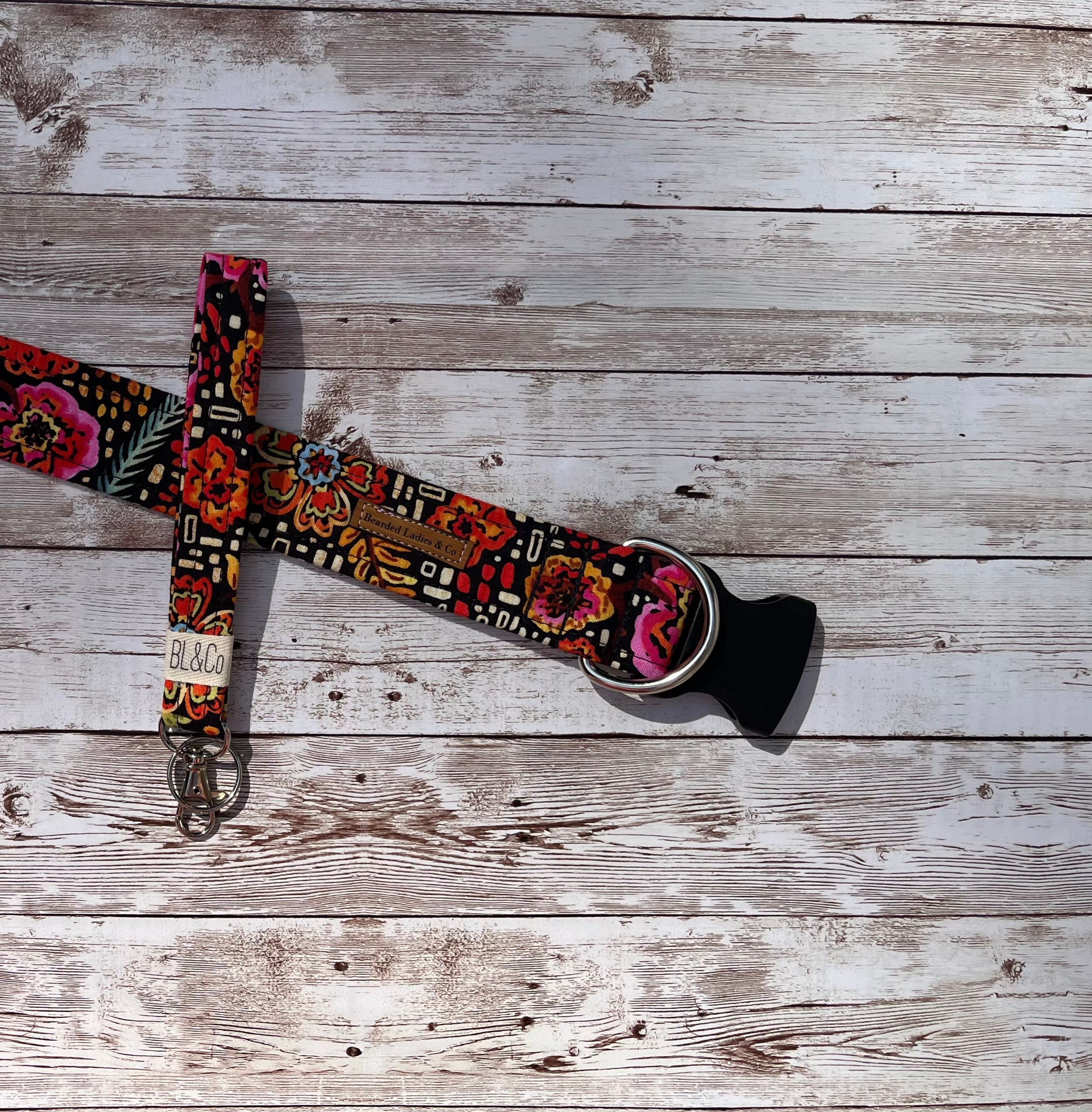 Fall Orange, Pink + Green Floral Dog Collar