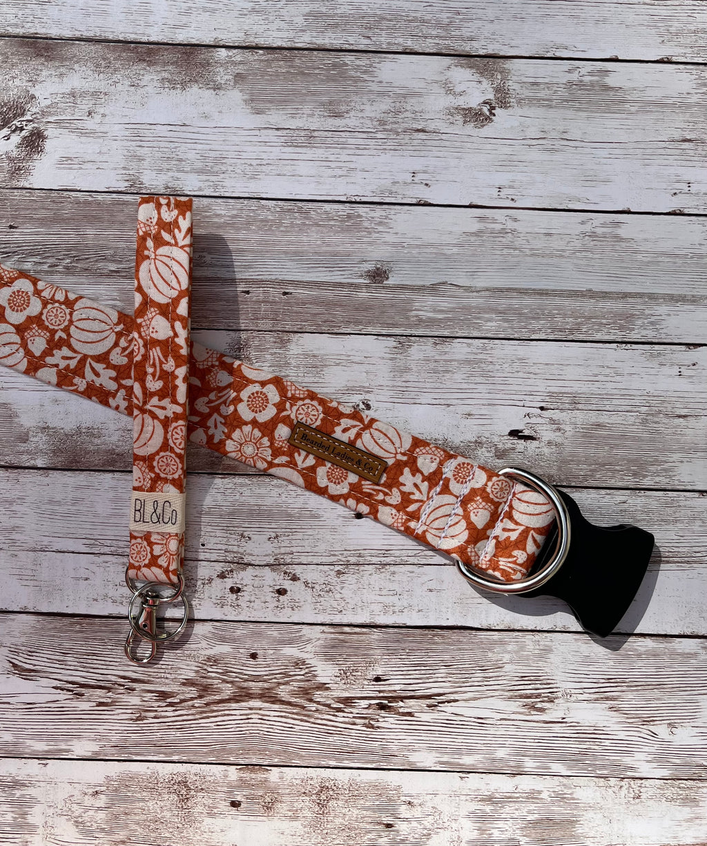 Stenciled Pumpkins, Acorns & Flowers Dog Collar