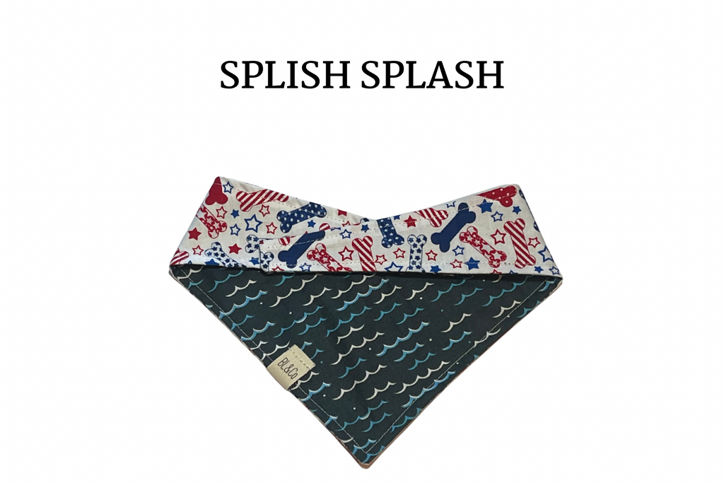 Red, White, Blue Bones + Waves Reversible Tie/On Bandana [Splish Splash]