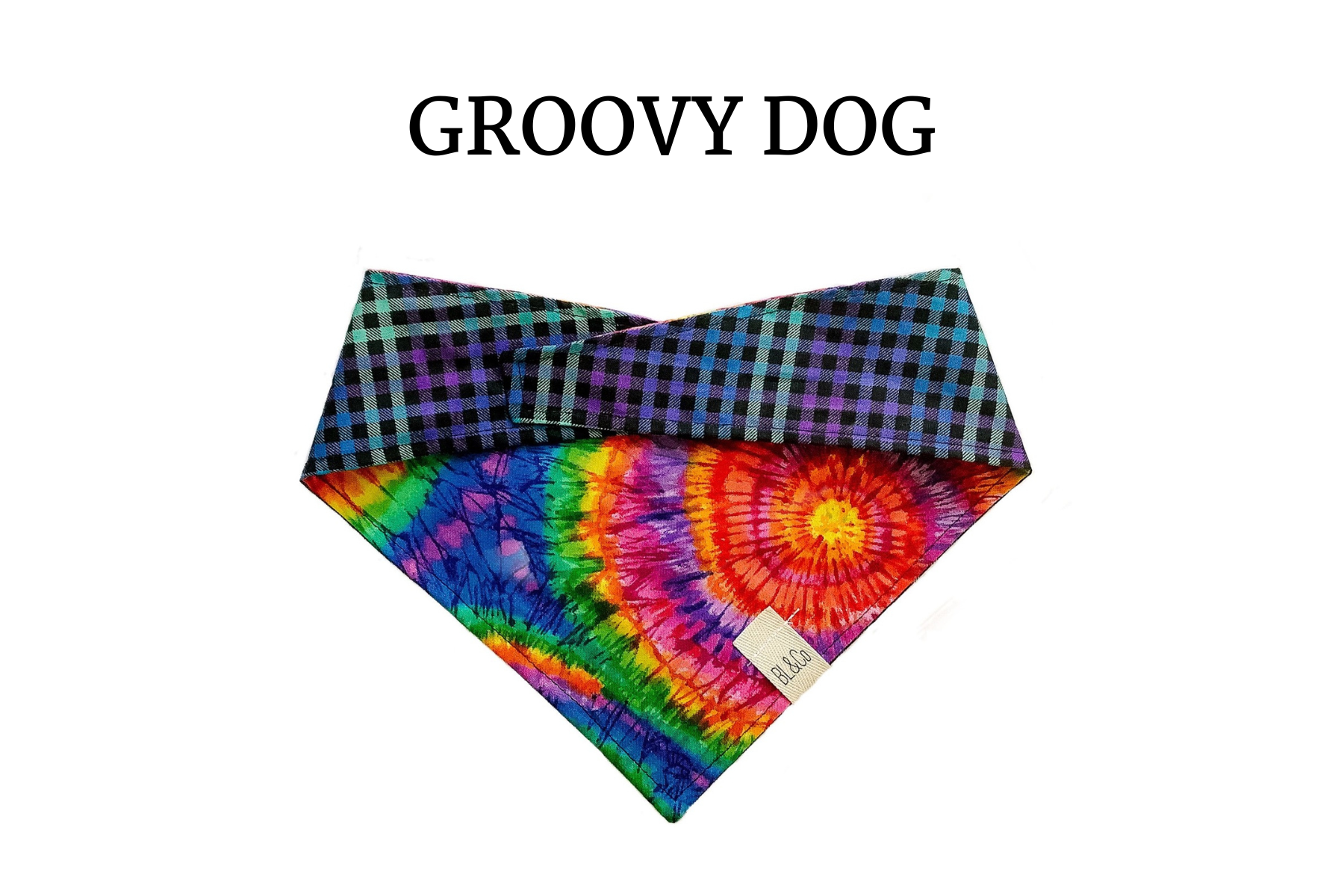 Tie Dye + Plaid Reversible Tie/On Bandana